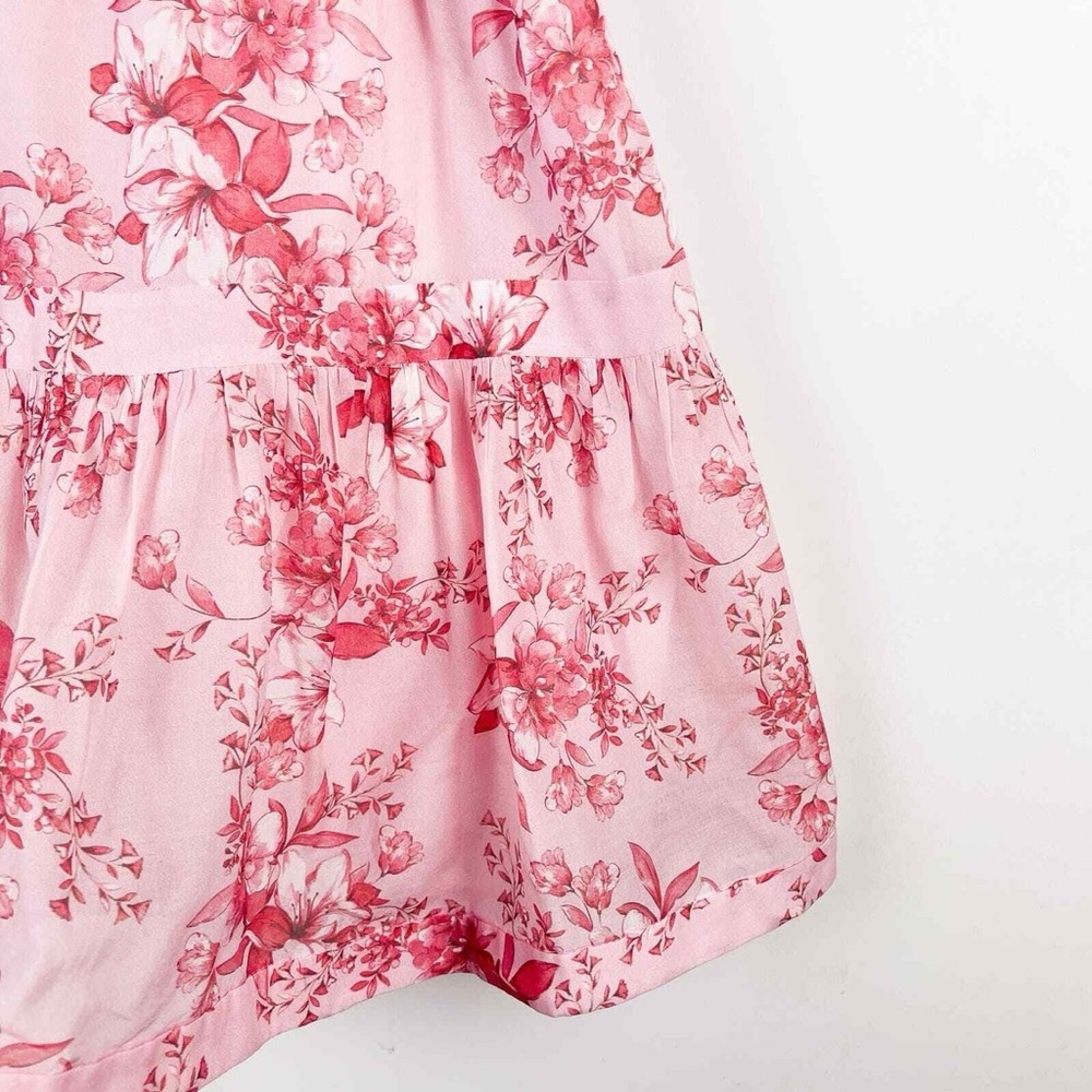 Intermix Pink Floral Silk Blend Babydoll Mini Dress Cottagecore Size 10 Romantic - Picture 9 of 16